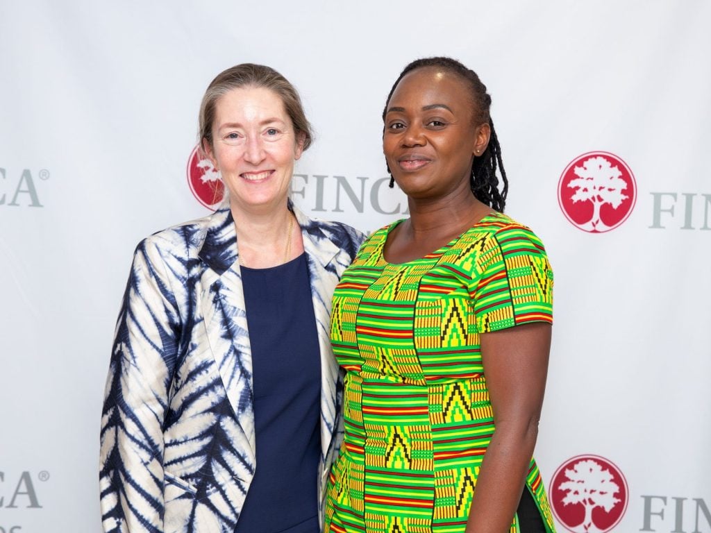 Andree Simon poses with first place winner Angele Odero from Rio Fish. Simon stressed the impact investing in Africa.