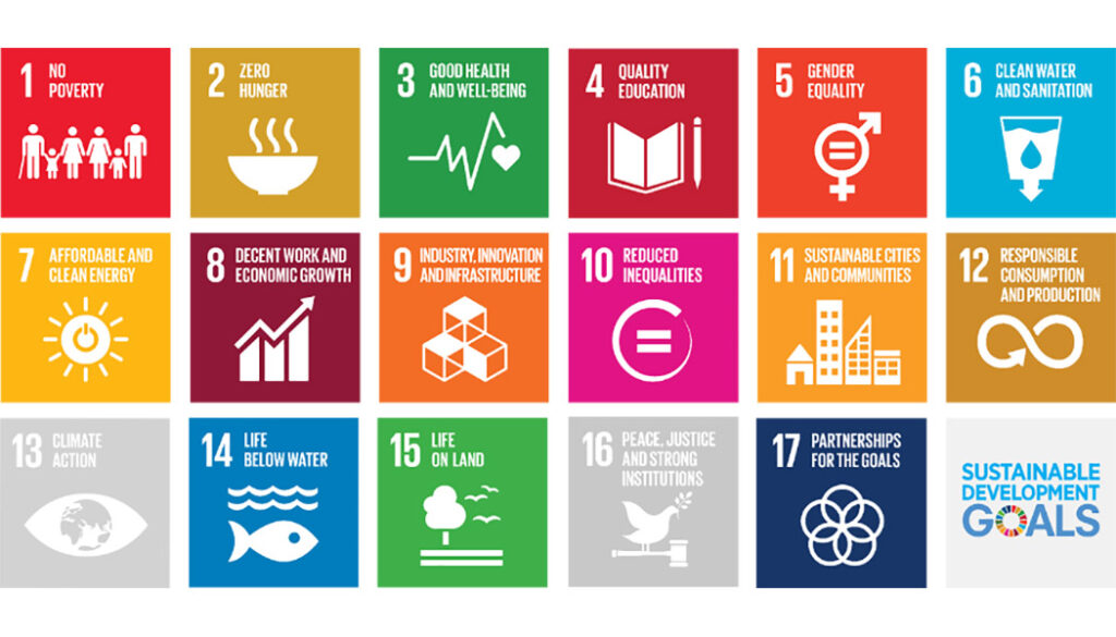 Icônes représentant les 17 Objectifs de Développement Durable (ODD).