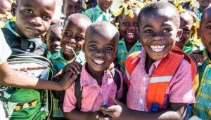 School children in Haiti smile together