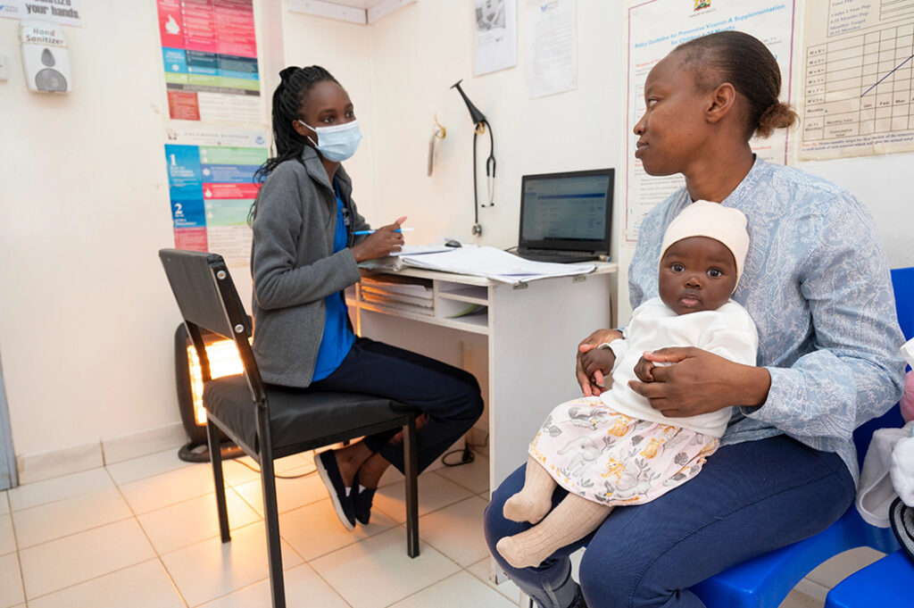 Monica Waringa brings her child for treatment at Penda's Umoja branch.