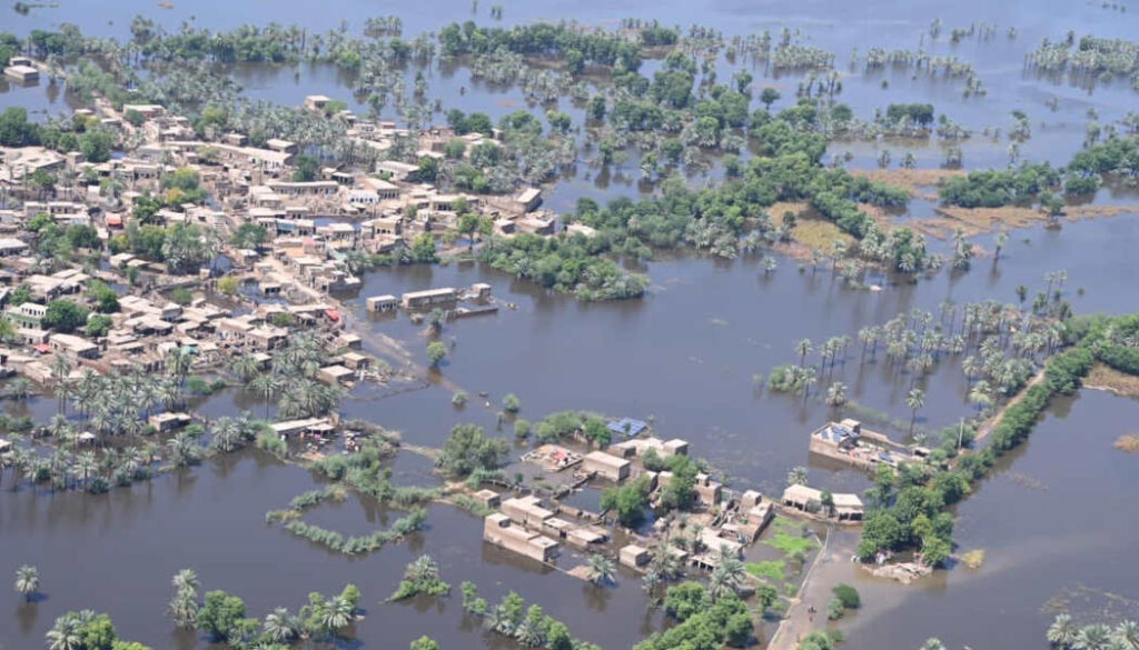 Aerial shot of flooding in Pakistan.